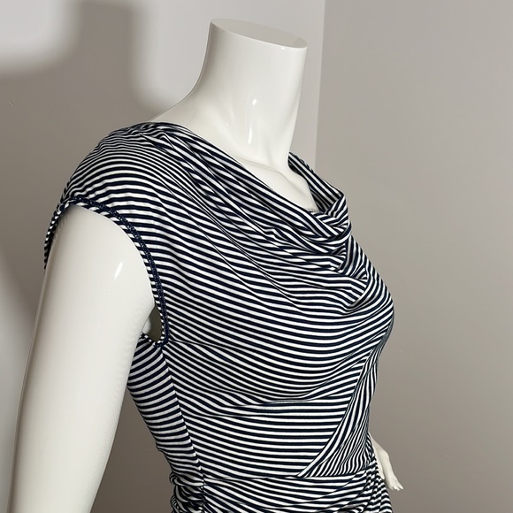 [S] MAX STUDIO Striped White and dark blue Top - Picture 3 of 5